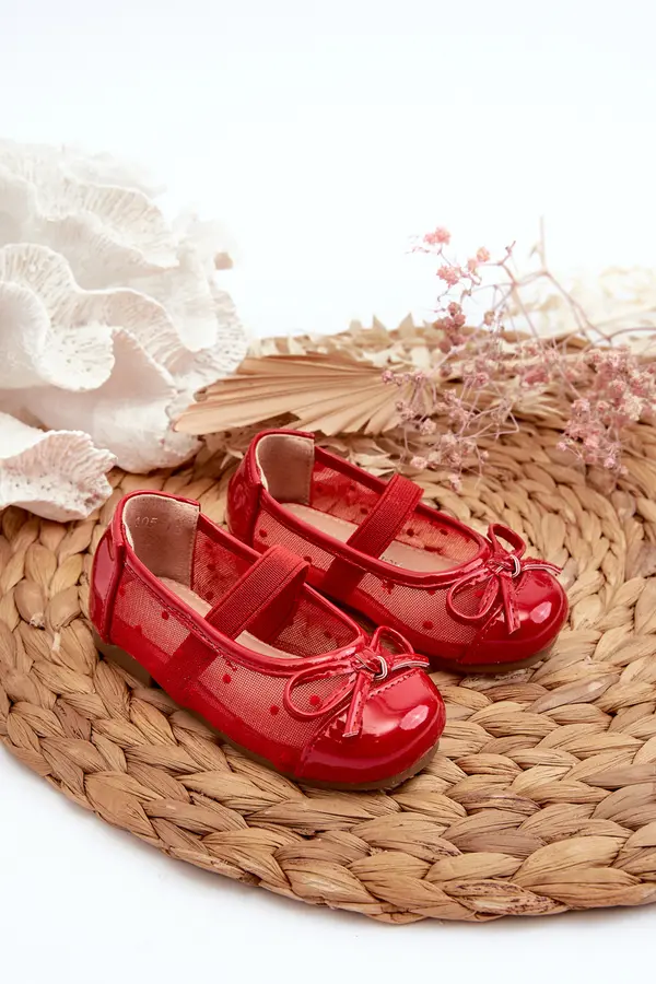 Boto FR1 Children's Ballet Flats with Red Bow Jellema
