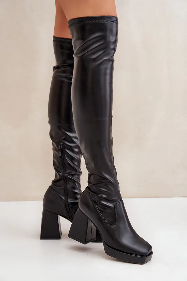 Boto FS1 Fitted knee-high heeled boots dark brown Sanniraen