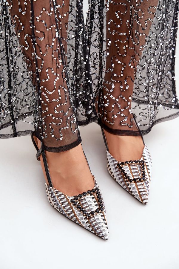 FS1 FS1 Stiletto Heels With Decoration And Open Heel Black Teminora