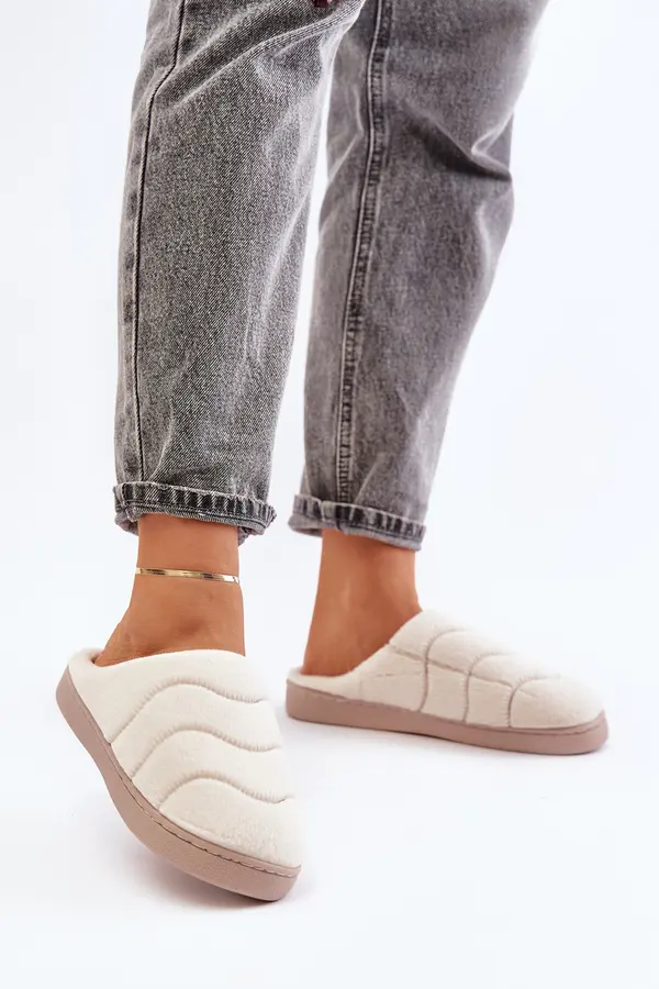 Boto Futrzane Warm women's slippers beige Vamirae