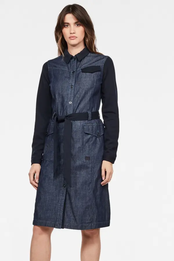 G Star G-STAR Dress - HA army dress l\s dark blue