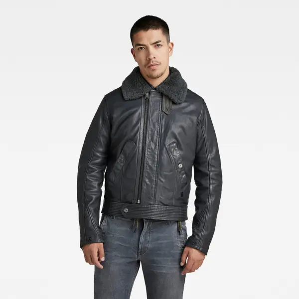G Star G-STAR Jacket - Leather jkt grey