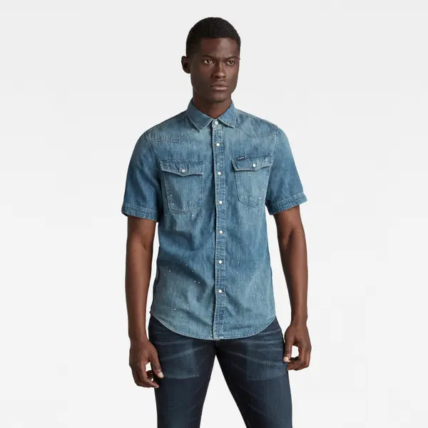 G Star G-STAR Shirt - 3301 slim shirt s\s blue