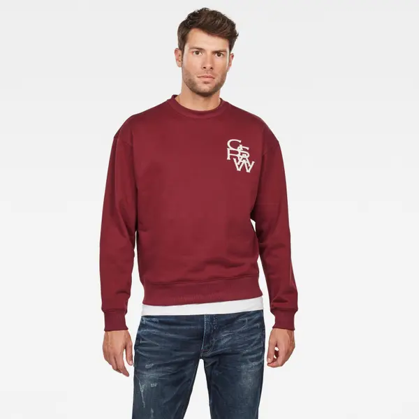 G Star G-STAR Sweatshirt - Graphic 11 stor r sw l\s burgundy red