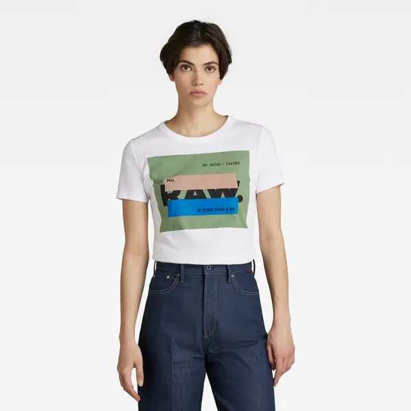 G Star G-STAR T-shirt - RAW. Cvrd Long Slim R T White