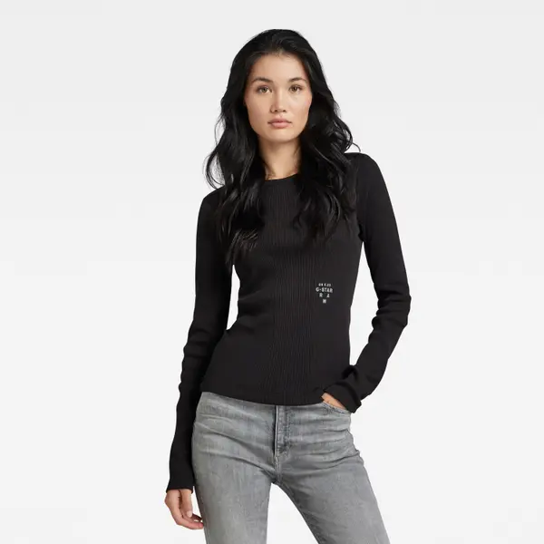 G Star G-STAR T-shirt - Slim rib boatneck l\s wmn black