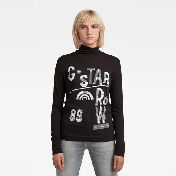 G Star G-STAR Top - 89 mock slim l\s black