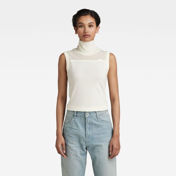 G Star G-STAR Top - Fabric mix funnel tank top white