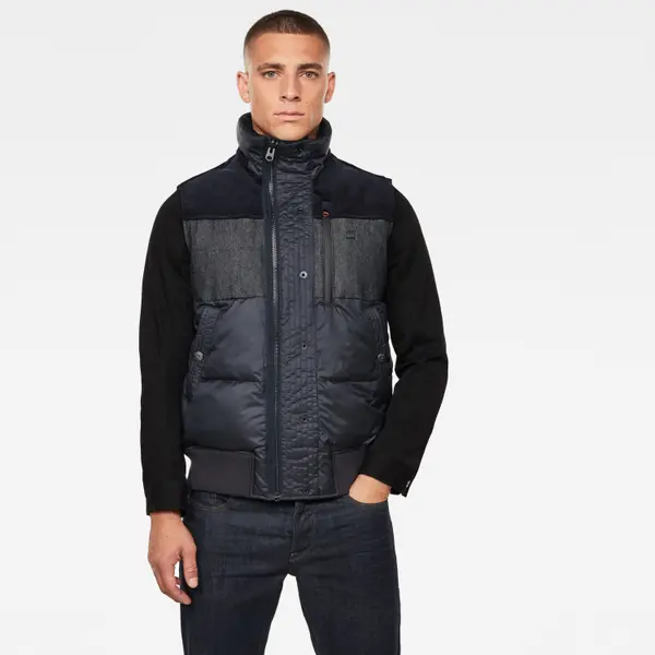 G Star G-STAR Vest - Denim mix quilted vest blue