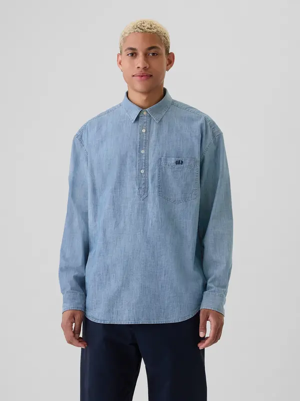 GAP GAP Chambray Shirt with Logo - Men's