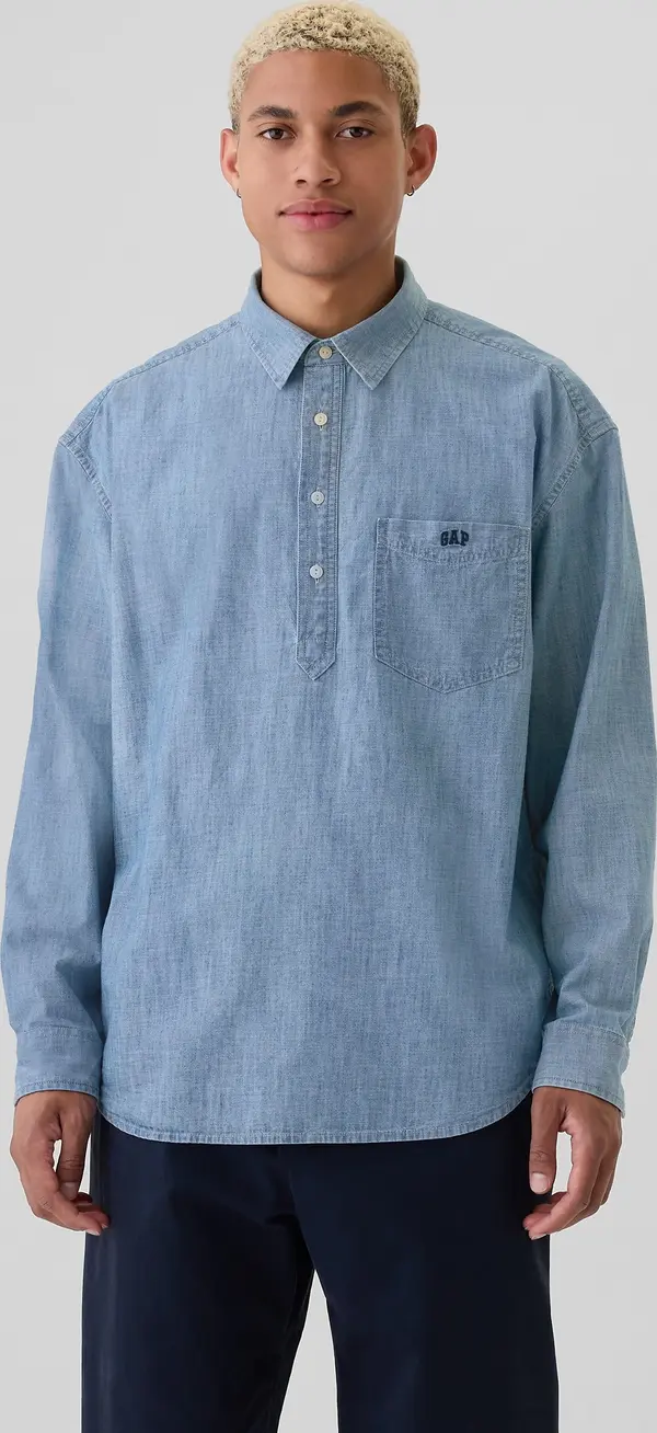 GAP GAP Chambray Shirt with Logo - Men's