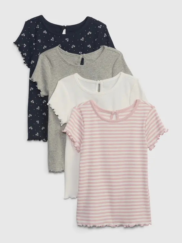 GAP GAP Children's Ribbed T-Shirts, 4 pcs - Girls