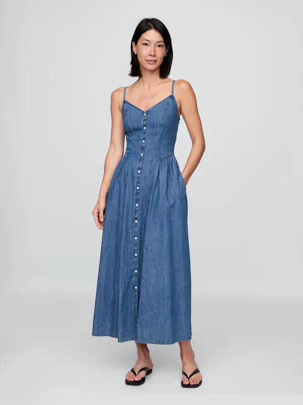 GAP GAP Denim Maxi Dress with Pockets - Ladies