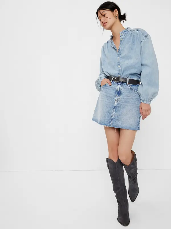 GAP GAP Denim Shirt with Ruffle Washwell - Ladies