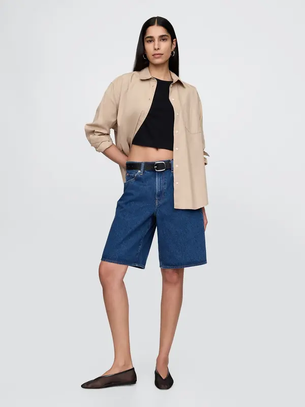 GAP GAP Denim Shorts Mid Rise Longline - Women's