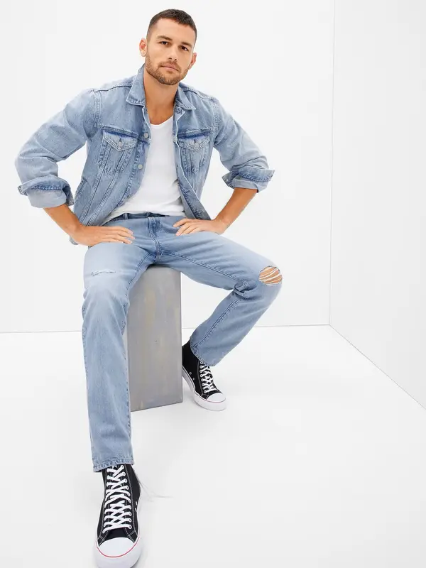 GAP GAP Jeans Straight Taper Logan Destroy - Mens