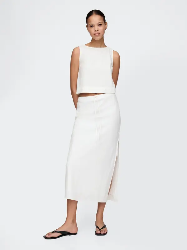 GAP GAP lanena midi suknja