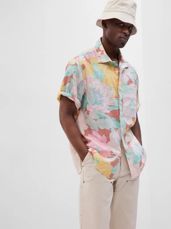 GAP GAP Linen Patterned Shirt - Men's