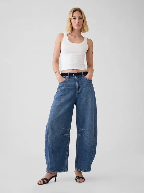 GAP GAP Mid Rise Horseshoe Wide Jeans - Ladies