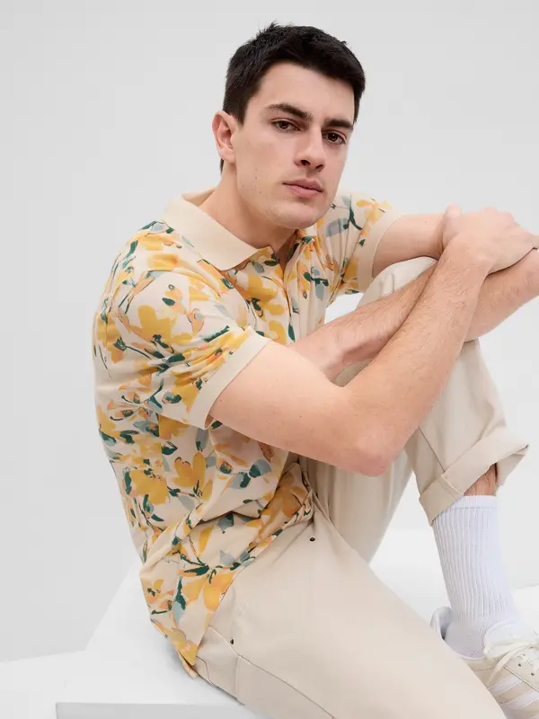 GAP GAP Patterned Pique Polo T-Shirt - Men's