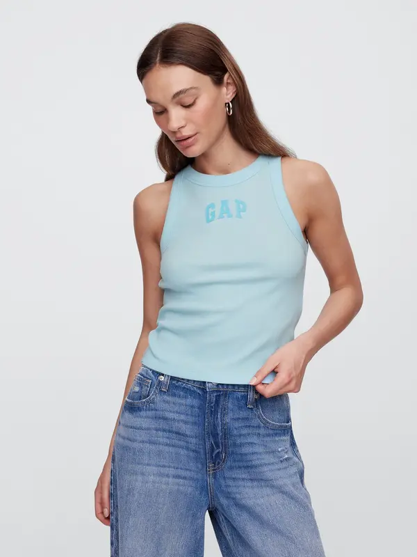 GAP GAP Ribbed Tank Top with Logo - Women's