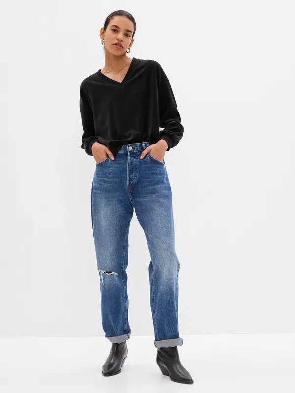 GAP GAP Velour sweatshirt with V-neck - Women