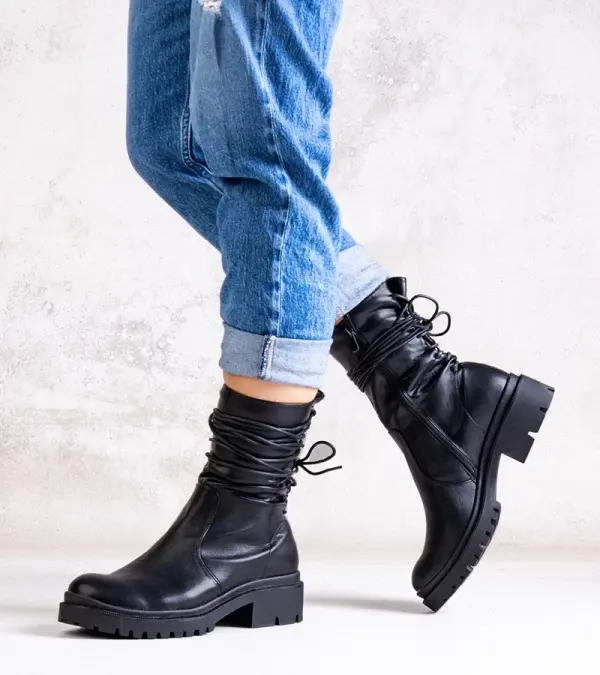 Gemre Gemre Black eco-leather ankle boots Sahera