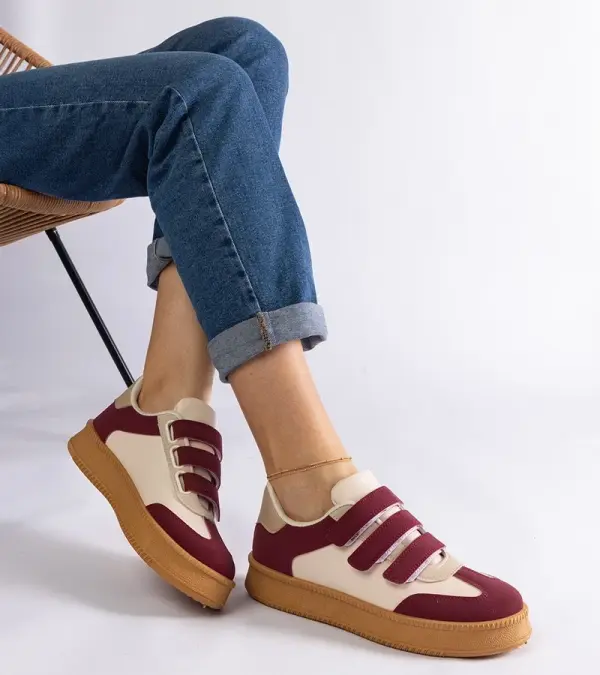 Gemre Gemre Burgundy Velcro Sneakers Mena