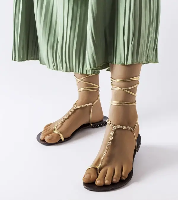 Gemre Gemre Golden sandals with zirconia Troghi