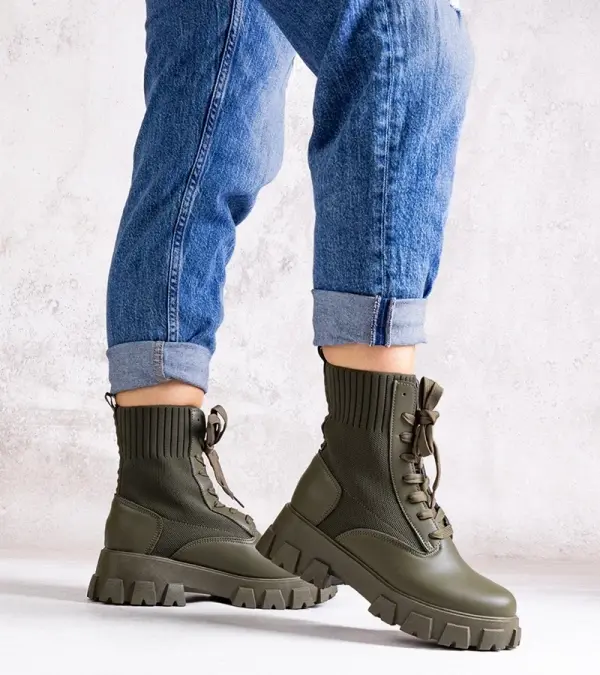 Gemre Gemre Green ankle boots with elastic upper Zogba