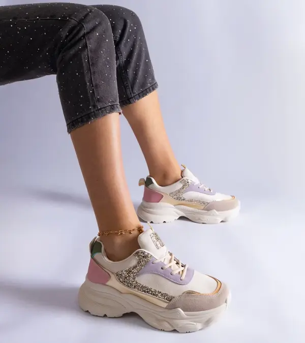 Gemre Gemre Multicolored Sneakers with Glitter Inserts Clorinda