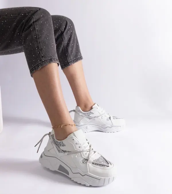 Gemre Gemre White women's sneakers with glitter Agar