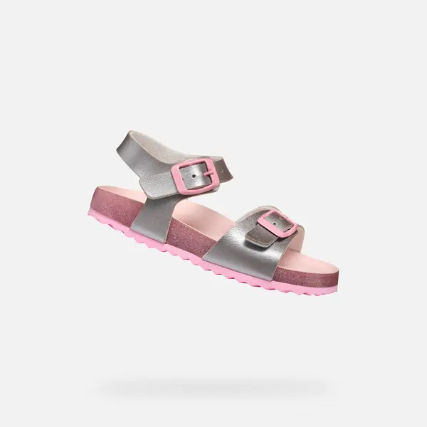 GEOX Geox Adriel Girl dječje srebrne sandale