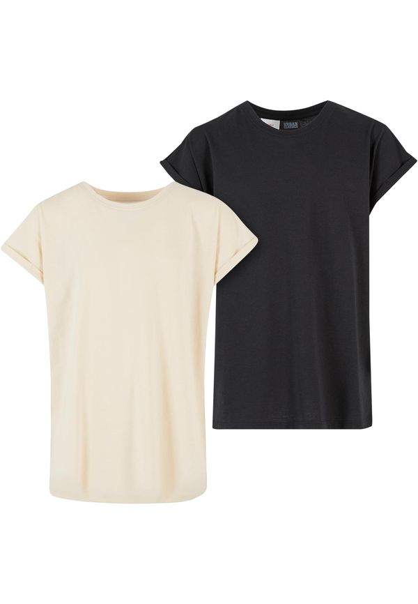 Urban Classics Kids Girls' Extended Shoulder Tee - 2 Pack Cream/Black