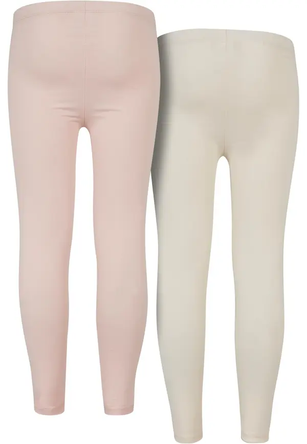 Urban Classics Girls' Jersey Leggings 2-Pack Pink/White Sand