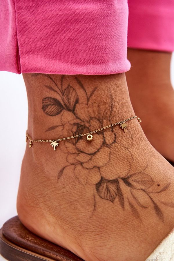Glam Chic Glam Chic Fashionable anklet with cubic zirconias and palms gold