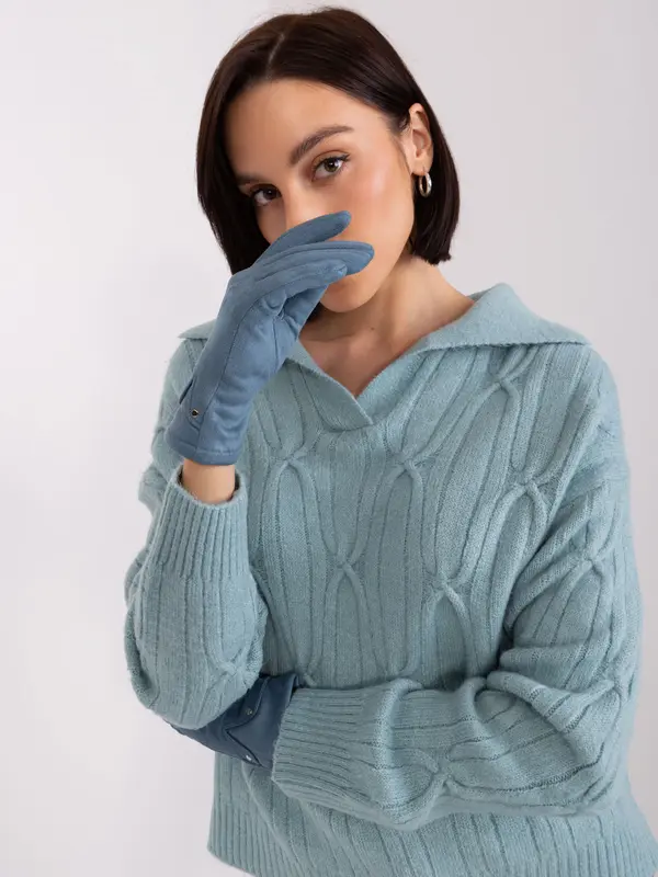 Wool Fashion Italia Gloves-AT-RK-239507.94P-Grey-Blue