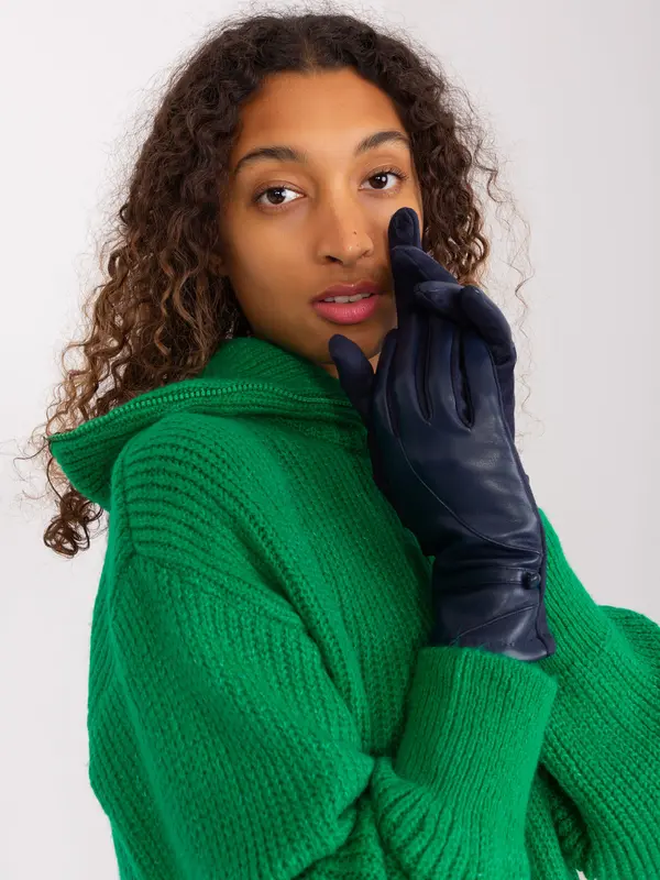 Wool Fashion Italia Gloves-AT-RK-239802.28-navy blue