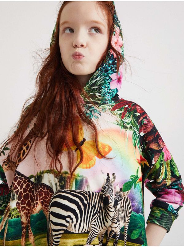 DESIGUAL Green-pink Girls' Hoodie Desigual Agata - Girls