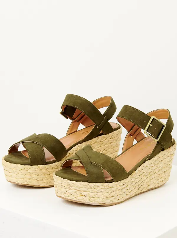 CAMAIEU Green platform sandals in suede CAMAIEU - Women