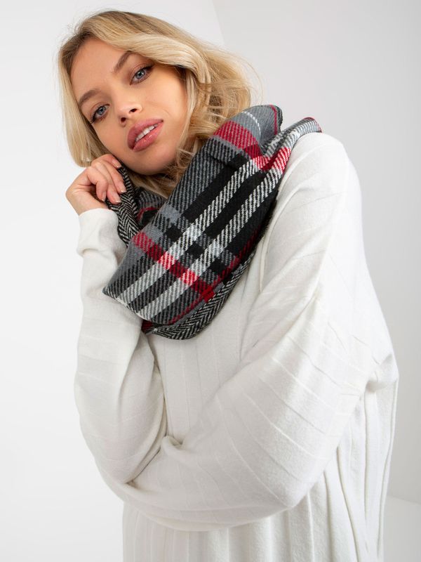 Fashionhunters Grey-red warm chimney with checkered print