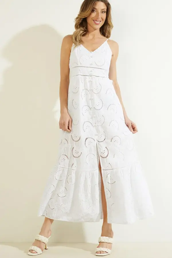 Guess Guess bijela maxi haljina s naramenicama
