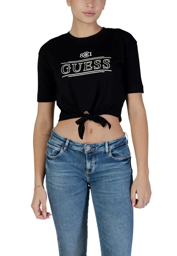 Guess Active Guess crna crop majica s printom