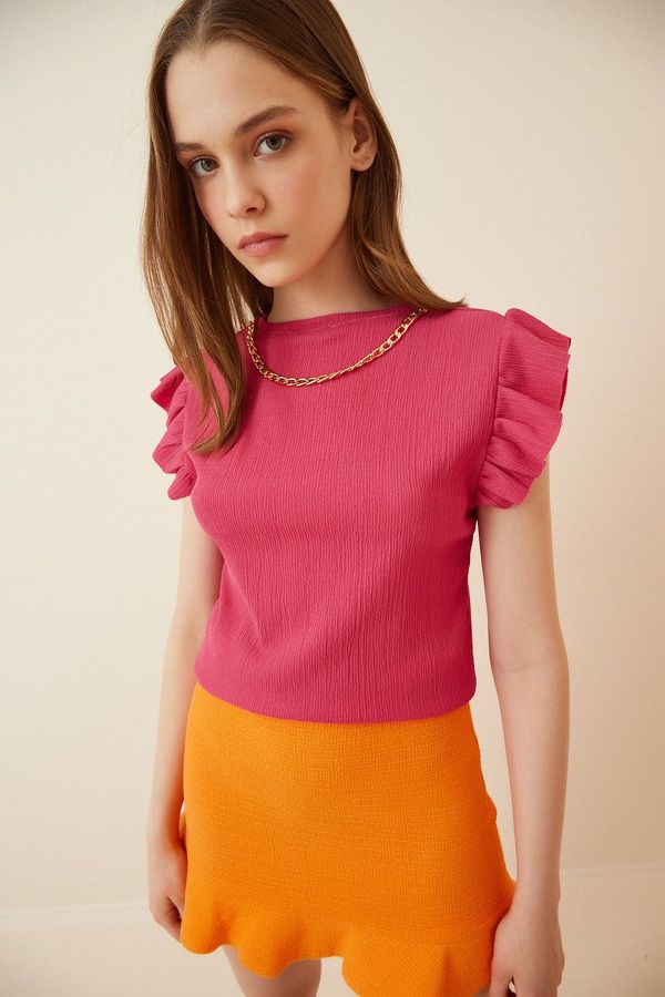 Happiness İstanbul Happiness İstanbul Women's Dark Pink Chain Necklace Blouse