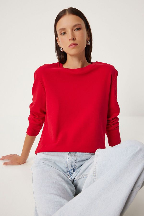 Happiness İstanbul Happiness İstanbul Women's Red Cotton Basic Knitted Blouse