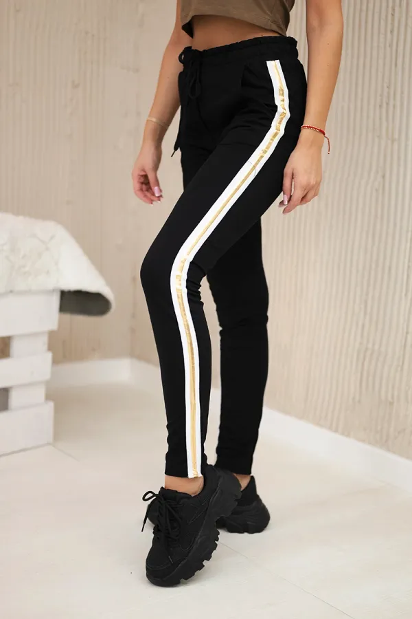 Happy Socks Happy Socks Cotton trousers with a gold stripe black