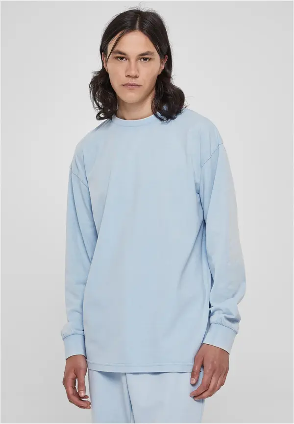 Urban Classics Heavy Boxes Acid Wash Longsleeve balticblue