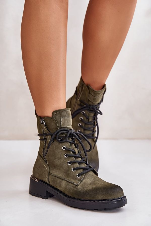 PE1 High ankle boots with zippers green Maisa