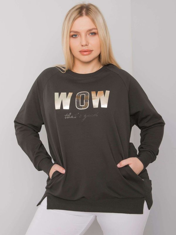 Fashionhunters Holdenville long-sleeved blouse plus size dark khaki color