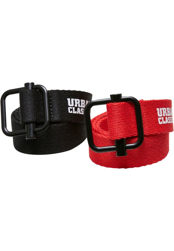 Urban Classics Industrial Canvas Belt Kids 2-Pack Black/Red